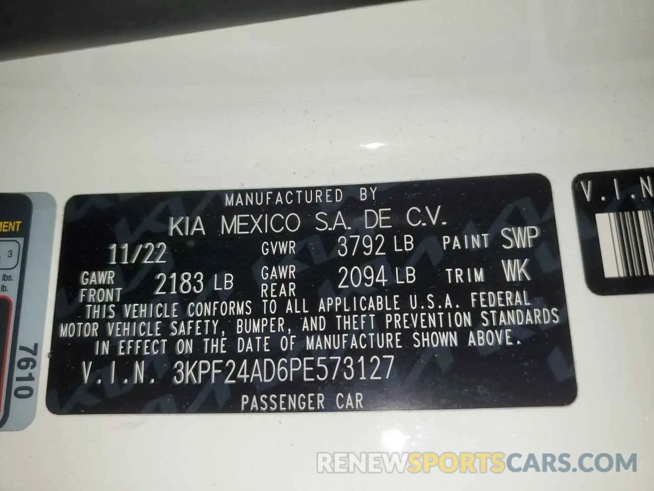 12 Photograph of a damaged car 3KPF24AD6PE573127 KIA FORTE 2023