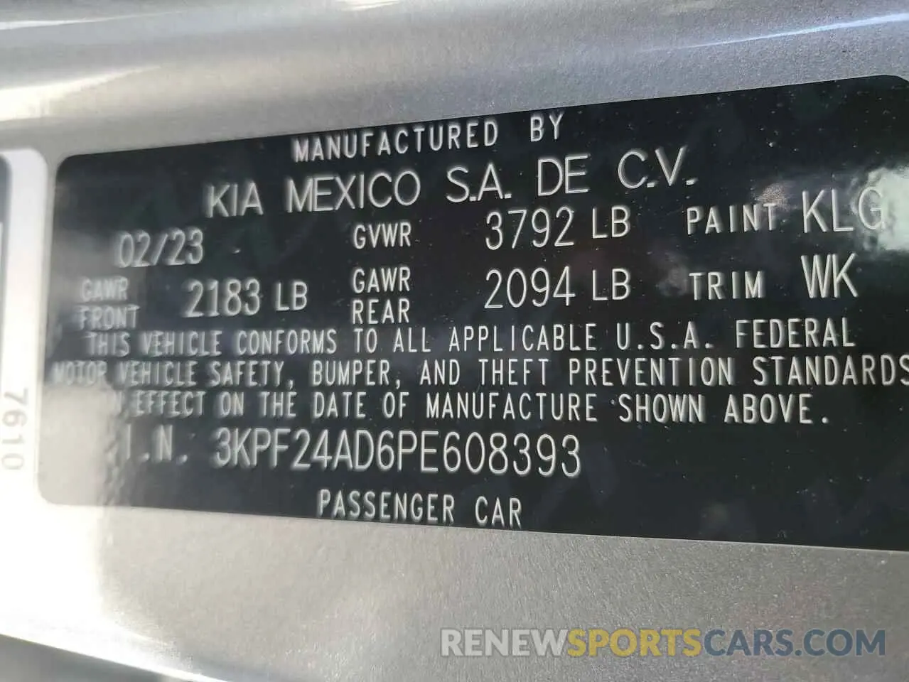 13 Photograph of a damaged car 3KPF24AD6PE608393 KIA FORTE 2023