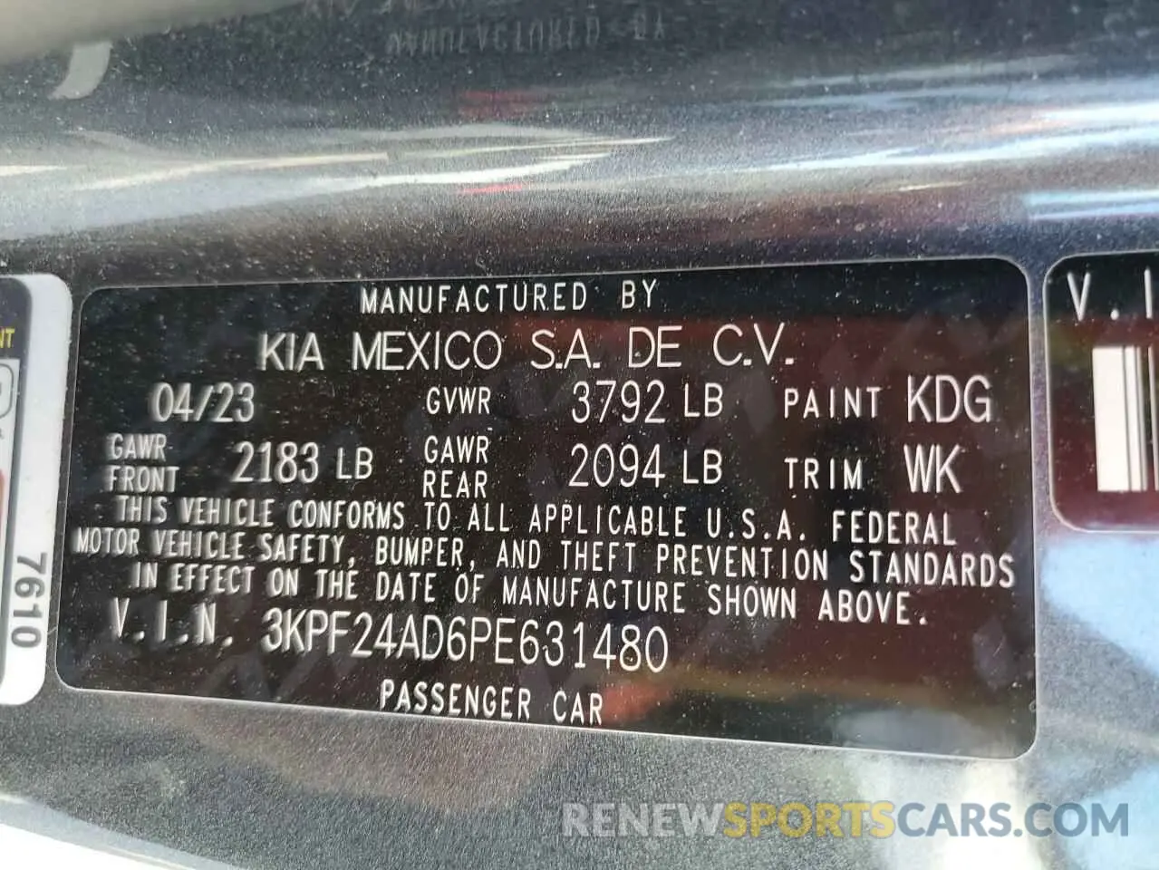 13 Photograph of a damaged car 3KPF24AD6PE631480 KIA FORTE 2023