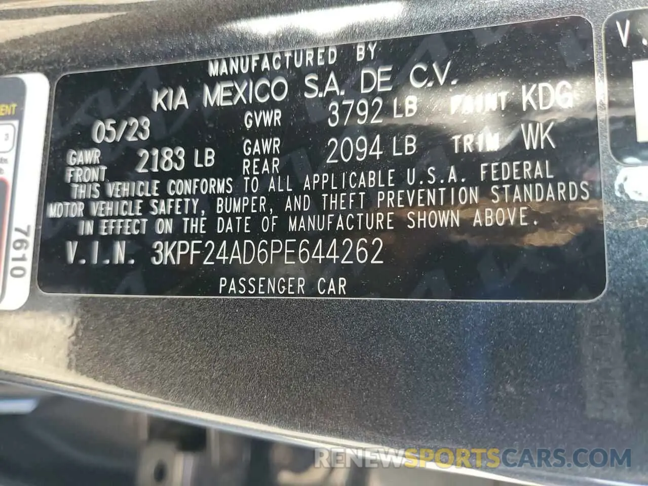 12 Photograph of a damaged car 3KPF24AD6PE644262 KIA FORTE 2023