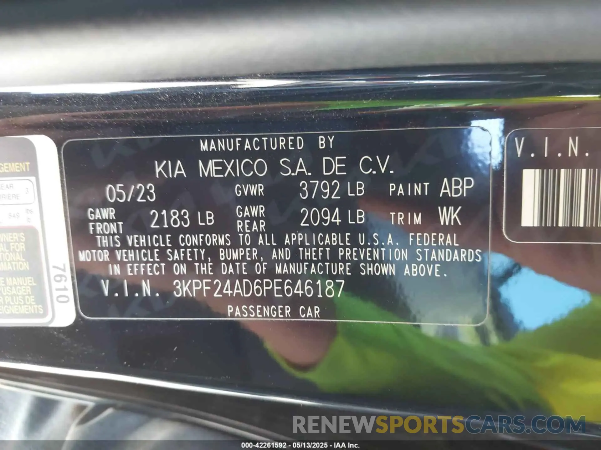 9 Photograph of a damaged car 3KPF24AD6PE646187 KIA FORTE 2023
