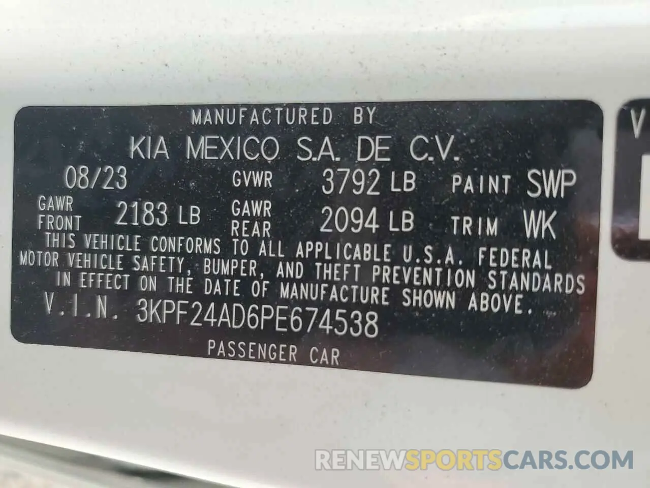 12 Photograph of a damaged car 3KPF24AD6PE674538 KIA FORTE 2023