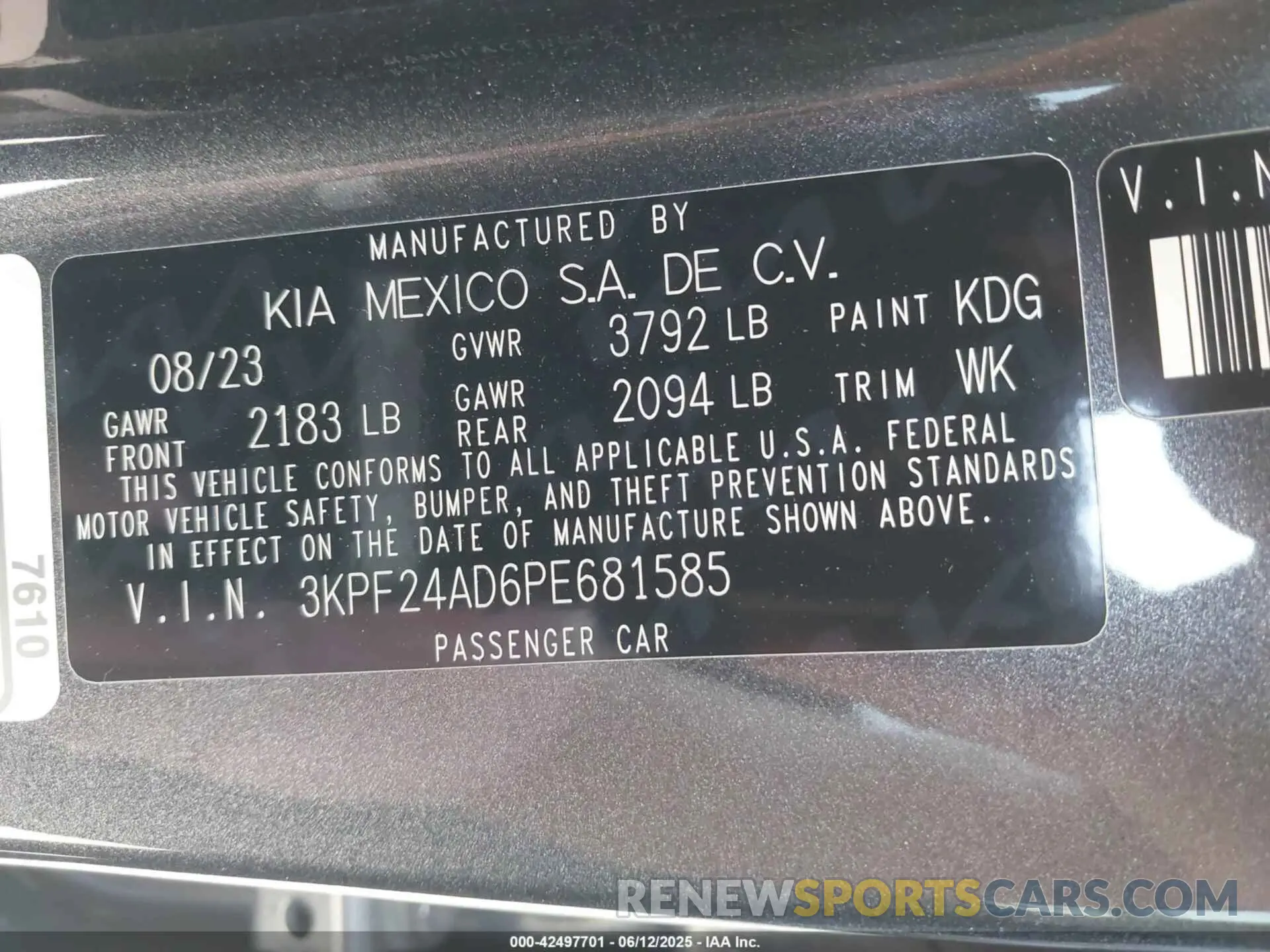 9 Photograph of a damaged car 3KPF24AD6PE681585 KIA FORTE 2023