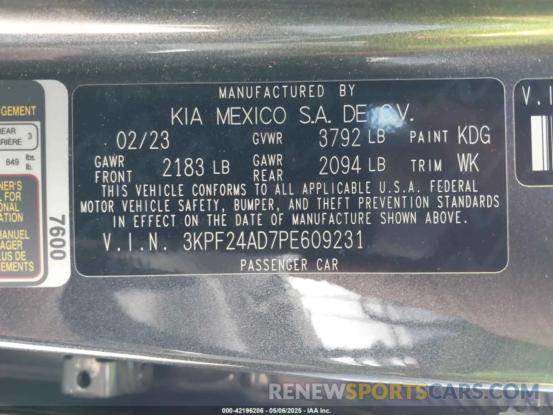 9 Photograph of a damaged car 3KPF24AD7PE609231 KIA FORTE 2023
