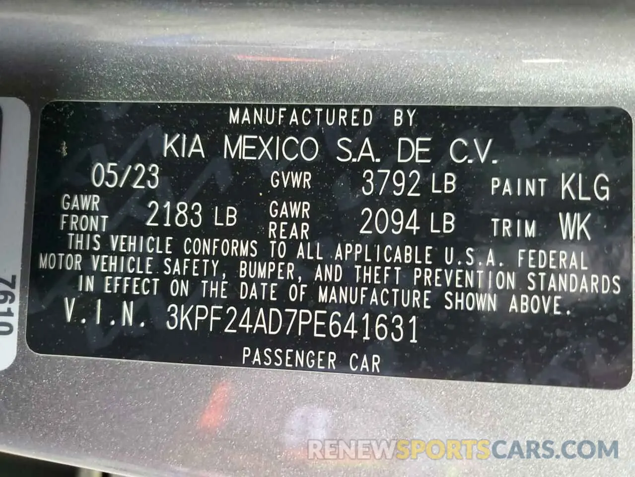 12 Photograph of a damaged car 3KPF24AD7PE641631 KIA FORTE 2023