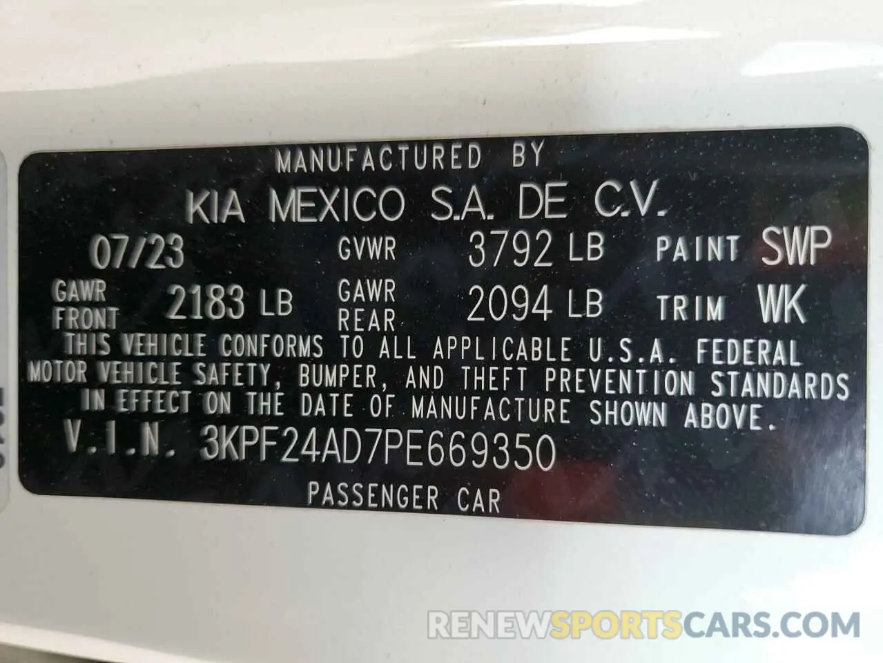 12 Photograph of a damaged car 3KPF24AD7PE669350 KIA FORTE 2023
