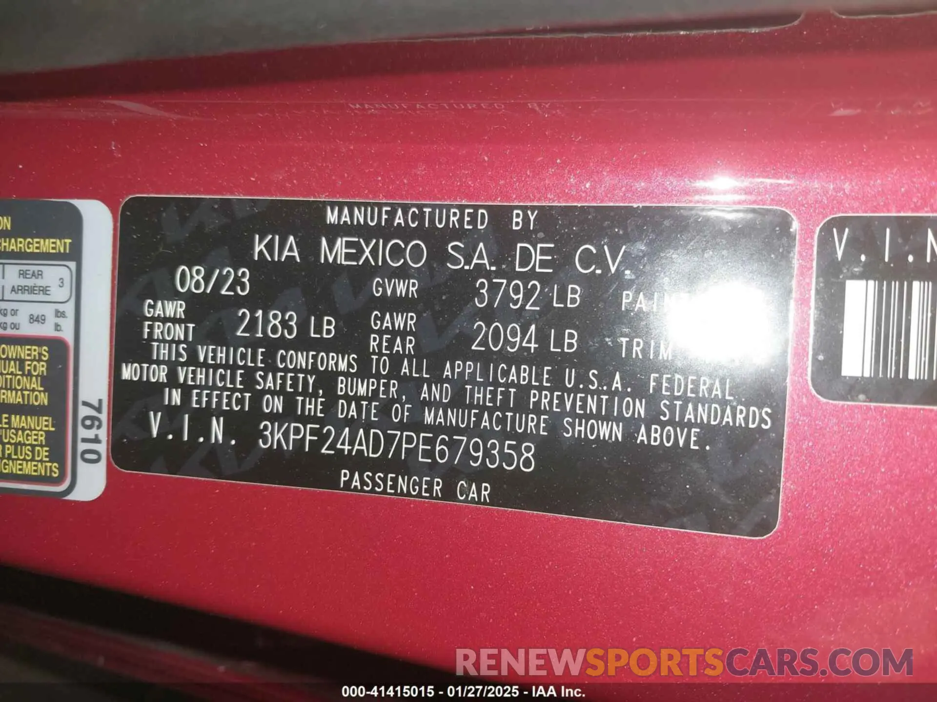 9 Photograph of a damaged car 3KPF24AD7PE679358 KIA FORTE 2023