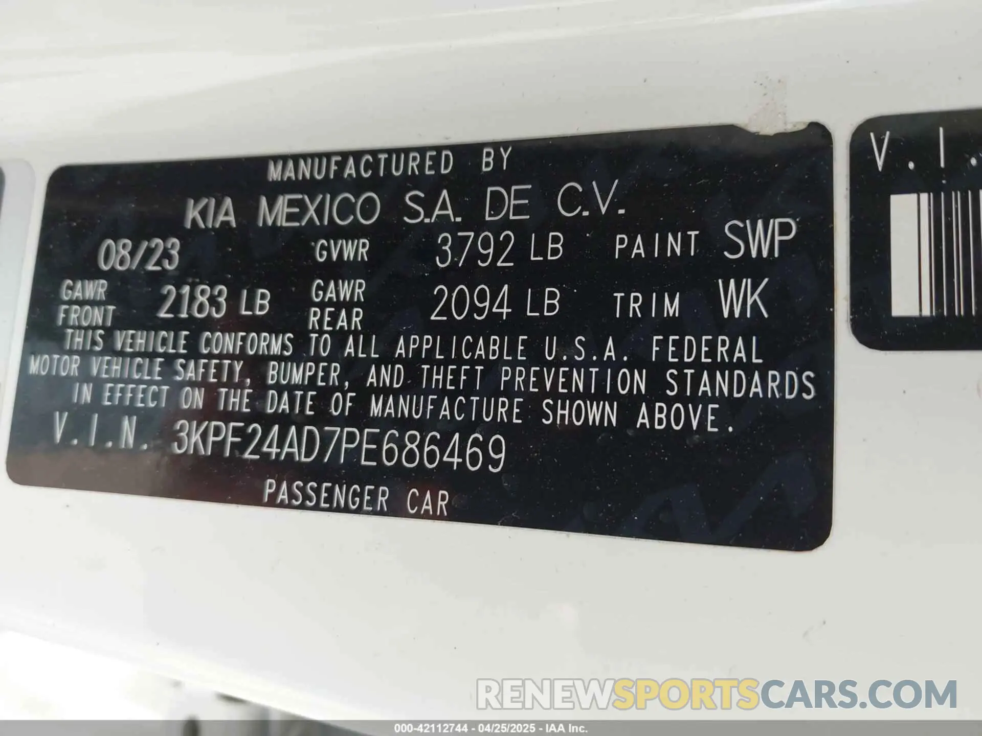9 Photograph of a damaged car 3KPF24AD7PE686469 KIA FORTE 2023