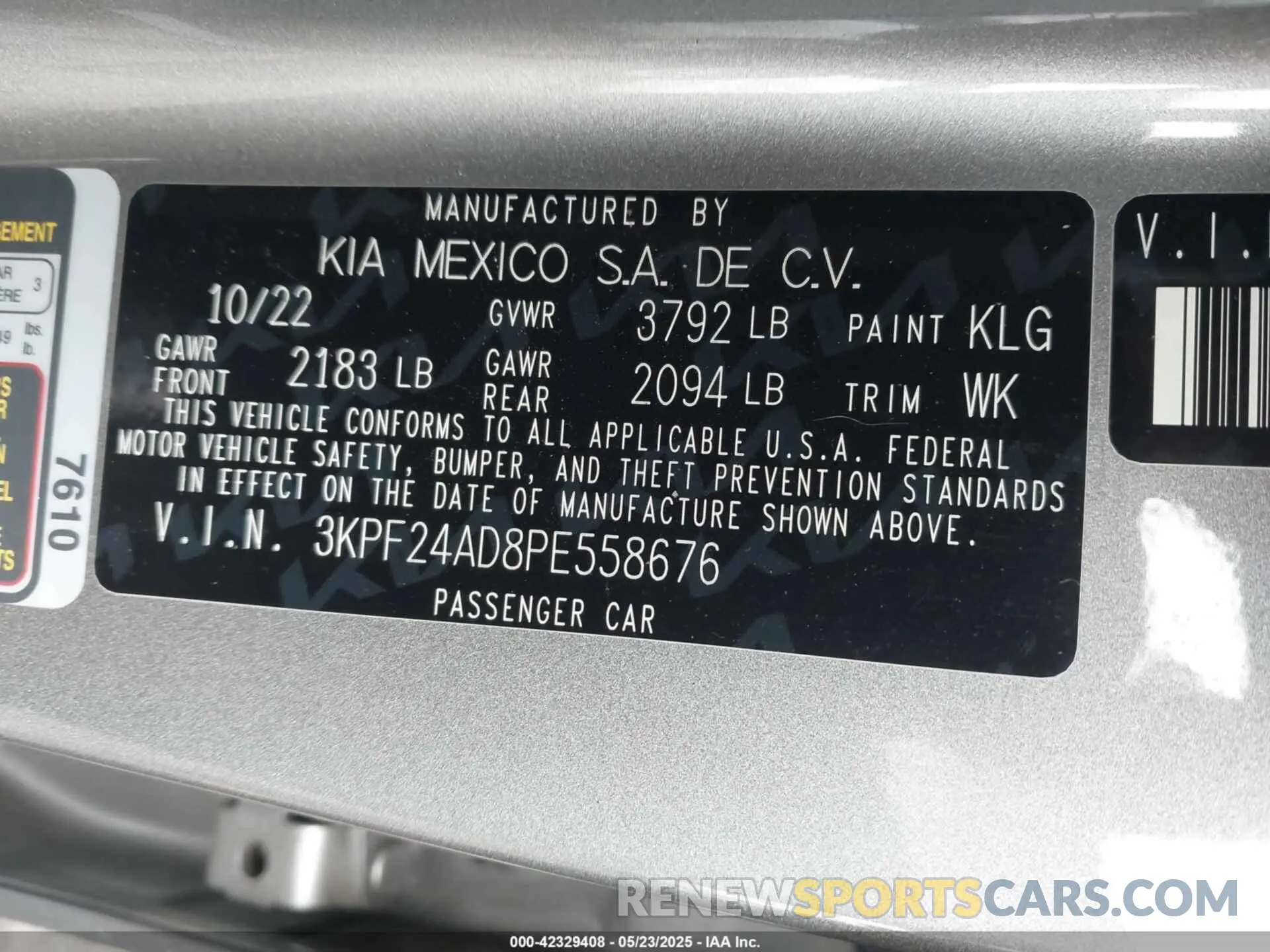 9 Photograph of a damaged car 3KPF24AD8PE558676 KIA FORTE 2023