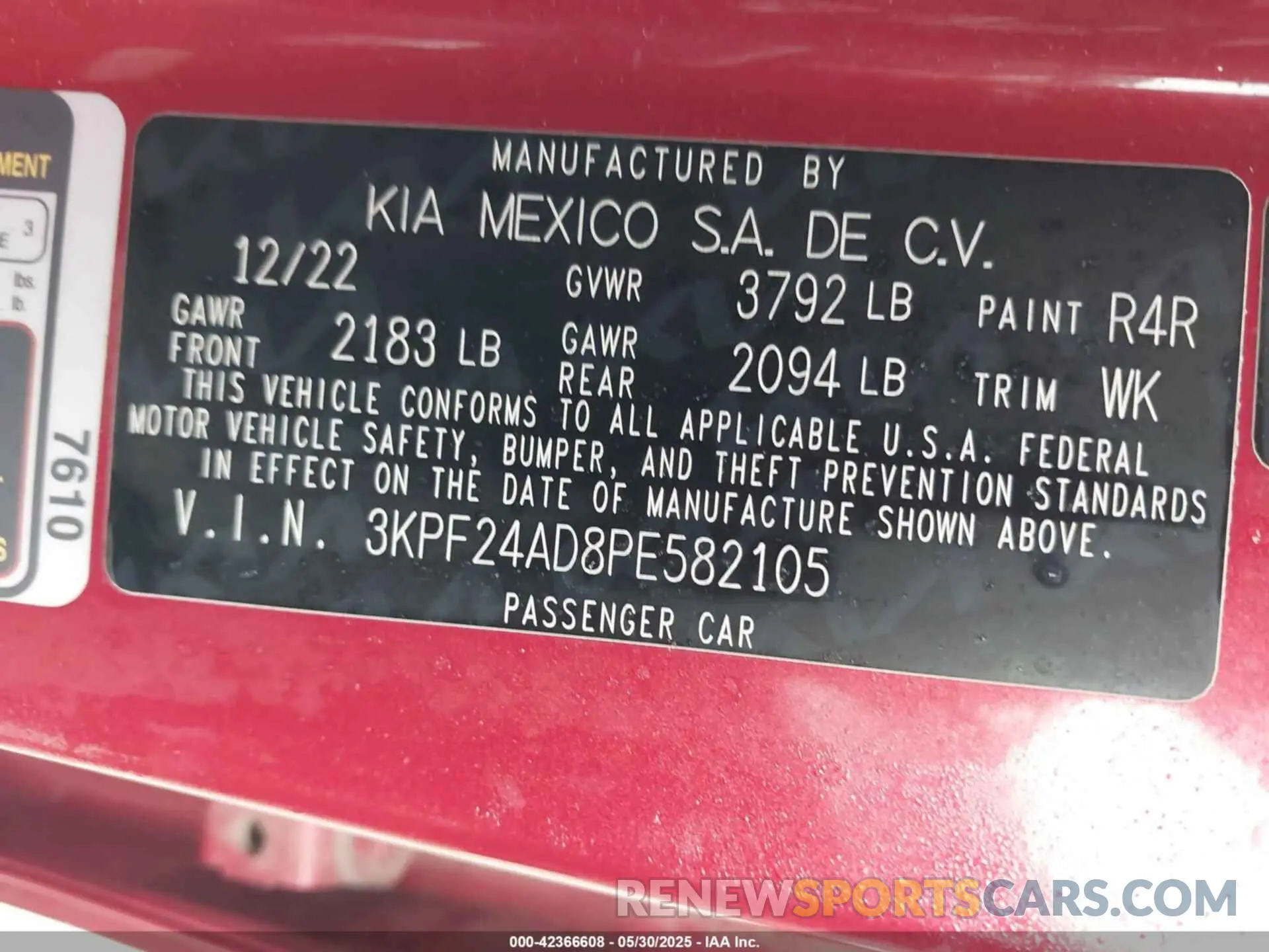 9 Photograph of a damaged car 3KPF24AD8PE582105 KIA FORTE 2023