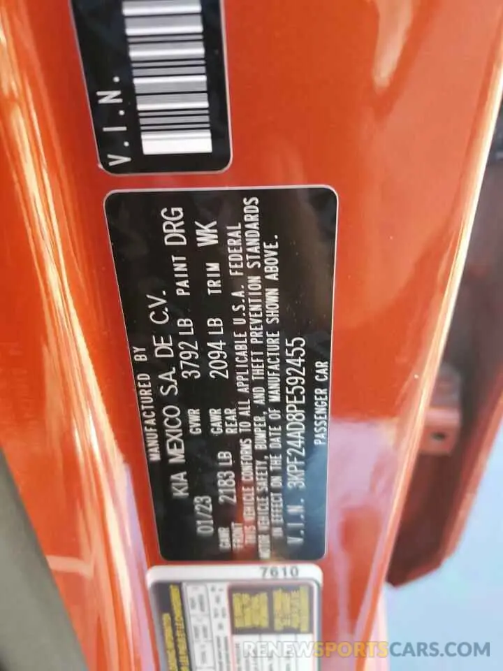 12 Photograph of a damaged car 3KPF24AD8PE592455 KIA FORTE 2023