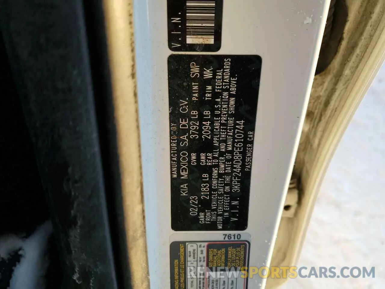 13 Photograph of a damaged car 3KPF24AD8PE610744 KIA FORTE 2023