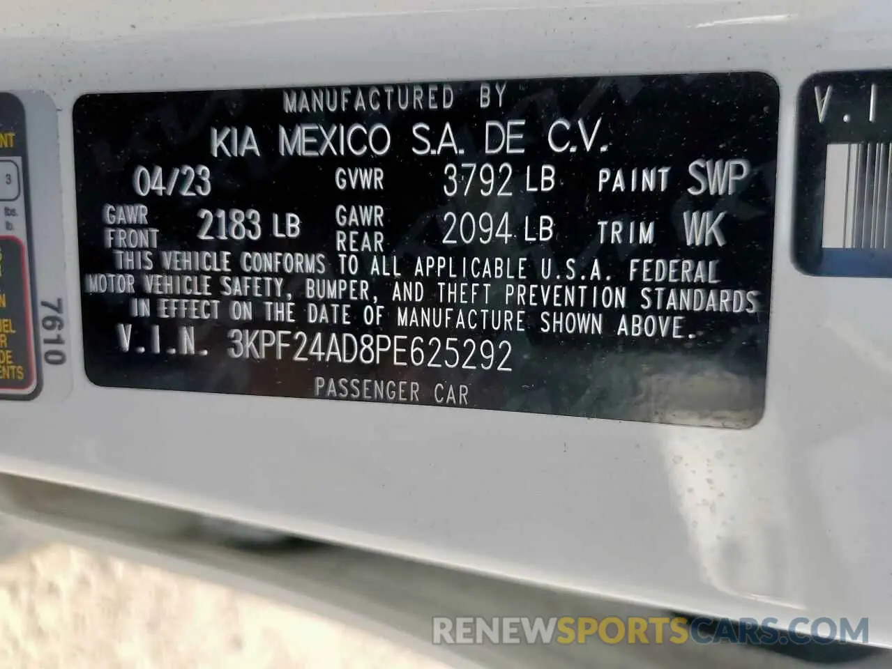 13 Photograph of a damaged car 3KPF24AD8PE625292 KIA FORTE 2023