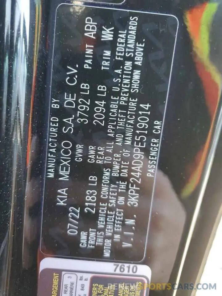 12 Photograph of a damaged car 3KPF24AD9PE519014 KIA FORTE 2023