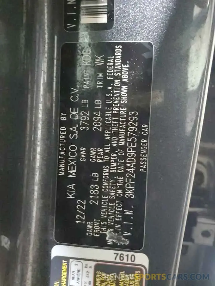 12 Photograph of a damaged car 3KPF24AD9PE579293 KIA FORTE 2023