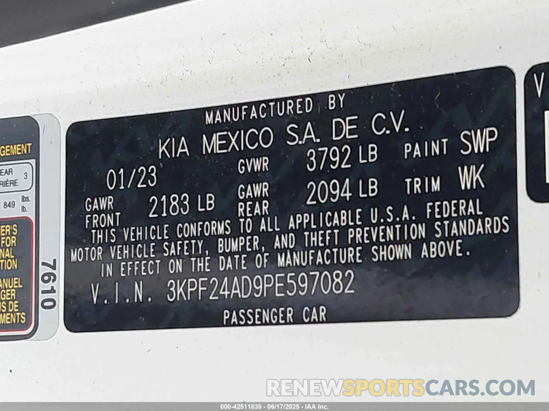 9 Photograph of a damaged car 3KPF24AD9PE597082 KIA FORTE 2023