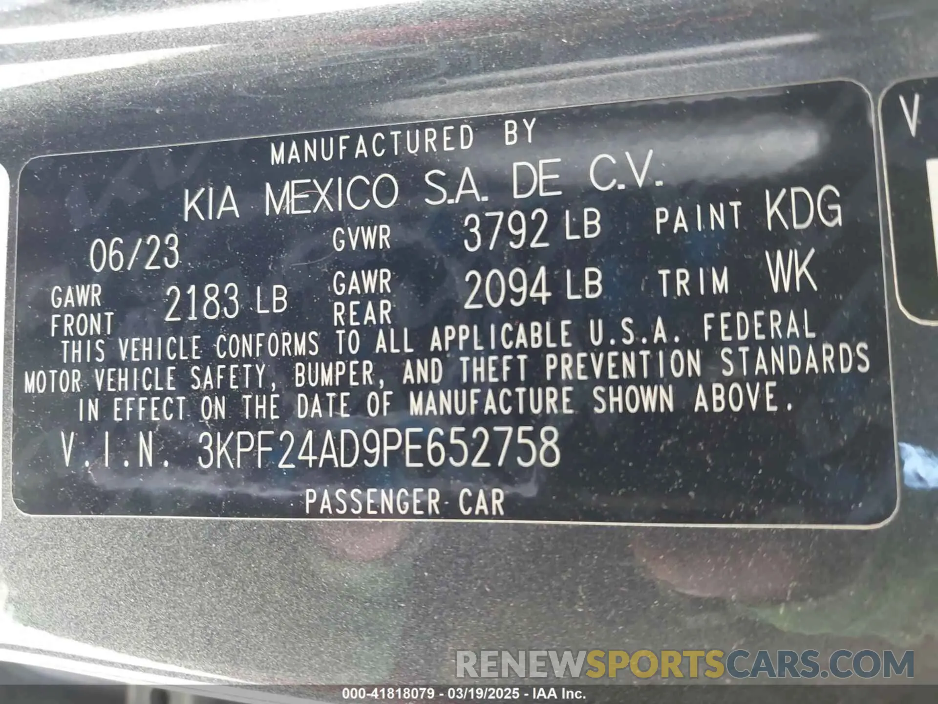 9 Photograph of a damaged car 3KPF24AD9PE652758 KIA FORTE 2023