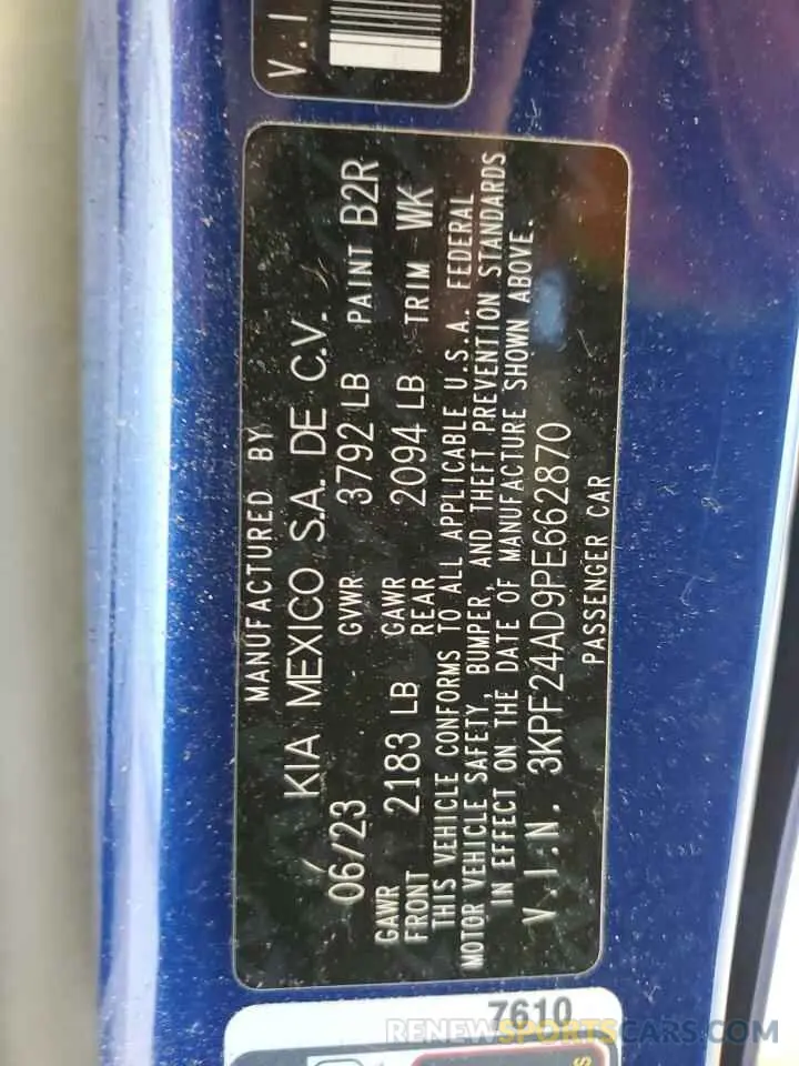 13 Photograph of a damaged car 3KPF24AD9PE662870 KIA FORTE 2023