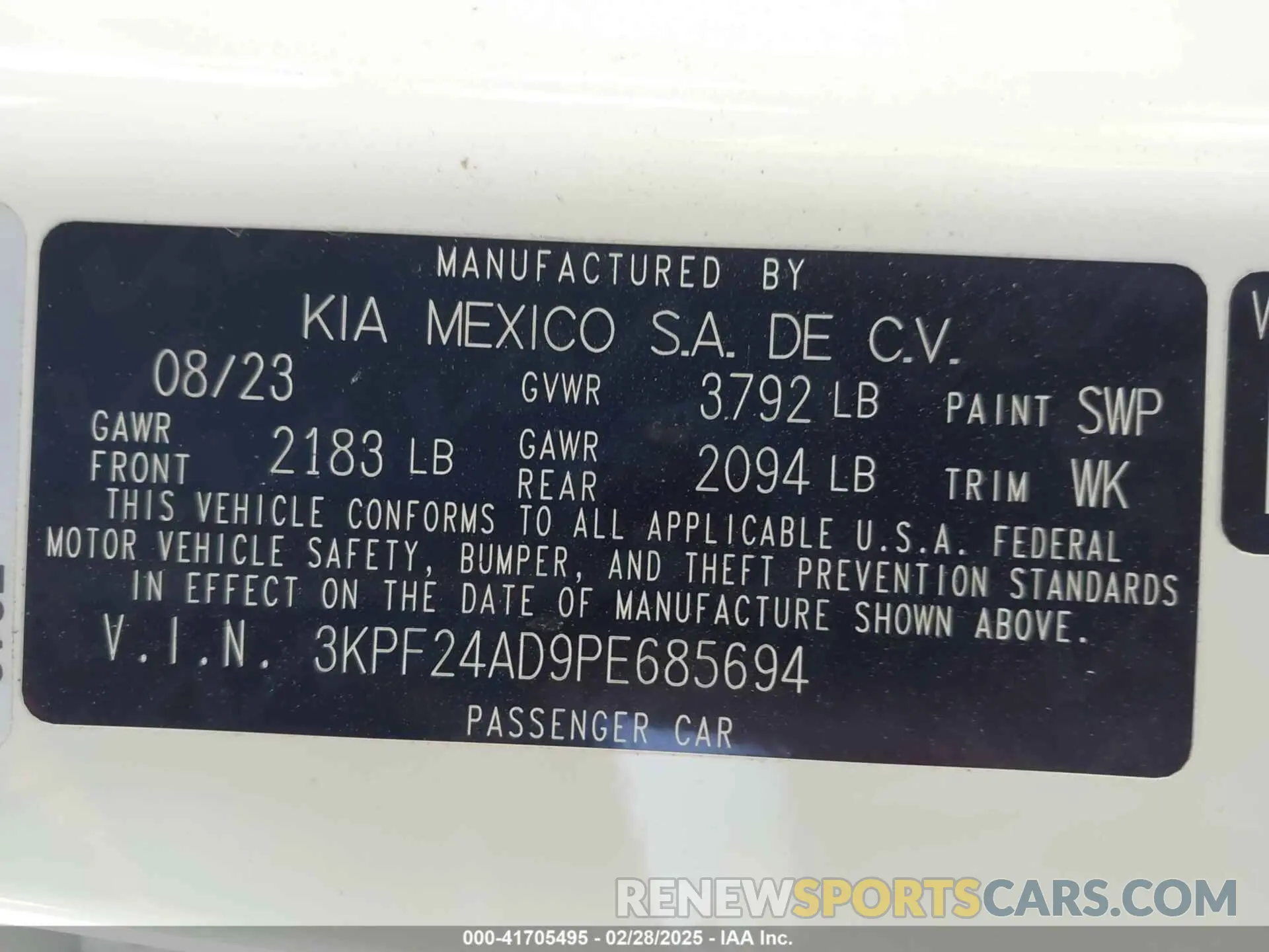 9 Photograph of a damaged car 3KPF24AD9PE685694 KIA FORTE 2023