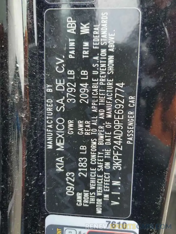 14 Photograph of a damaged car 3KPF24AD9PE692774 KIA FORTE 2023