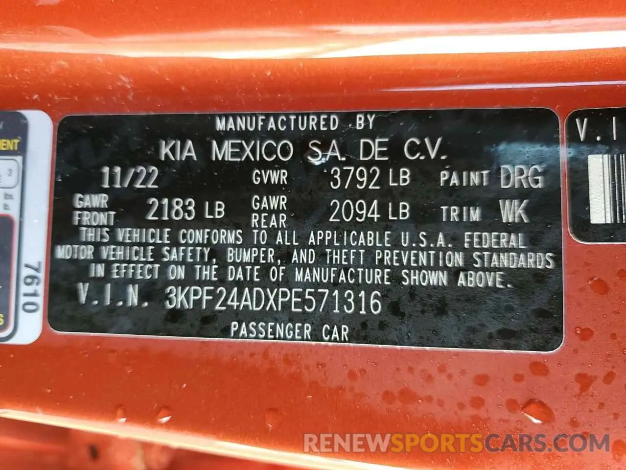 14 Photograph of a damaged car 3KPF24ADXPE571316 KIA FORTE 2023