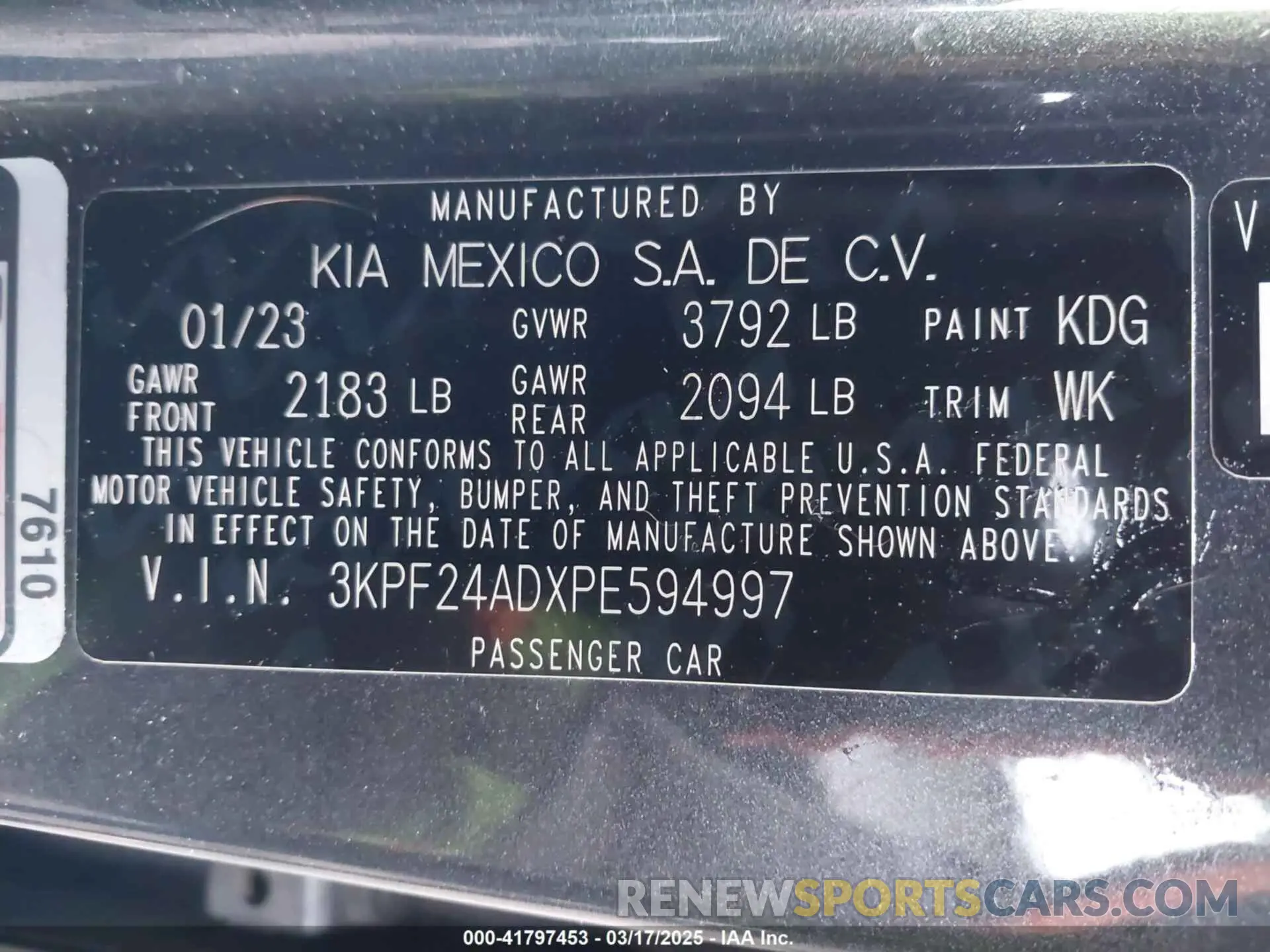 9 Photograph of a damaged car 3KPF24ADXPE594997 KIA FORTE 2023