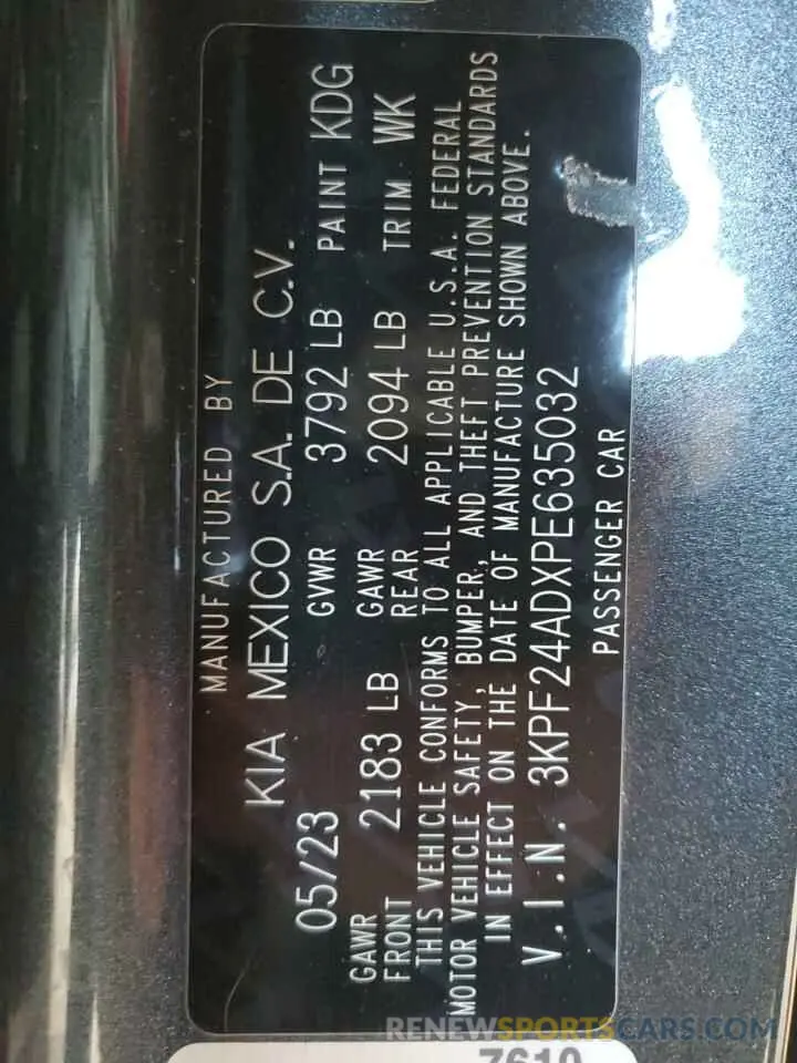 12 Photograph of a damaged car 3KPF24ADXPE635032 KIA FORTE 2023