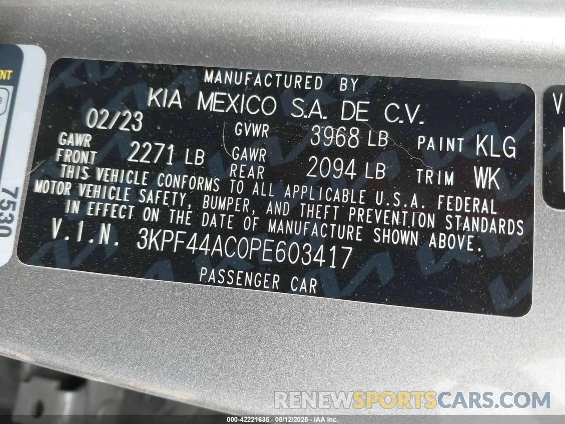 9 Photograph of a damaged car 3KPF44AC0PE603417 KIA FORTE 2023