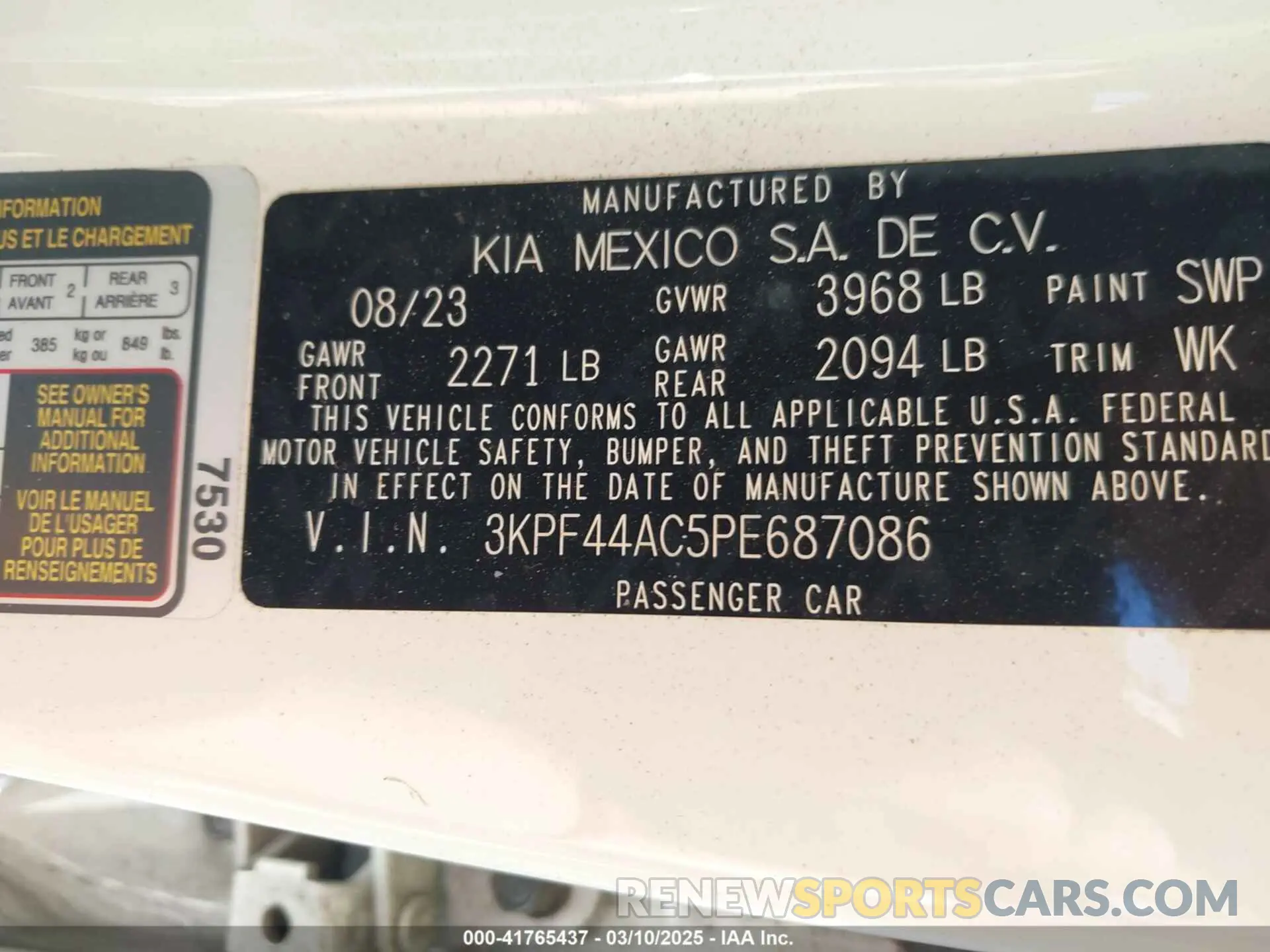 9 Photograph of a damaged car 3KPF44AC5PE687086 KIA FORTE 2023