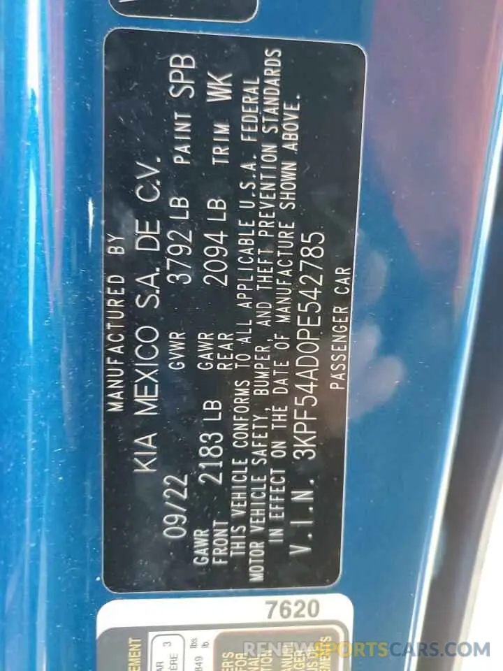 12 Photograph of a damaged car 3KPF54AD0PE542785 KIA FORTE 2023