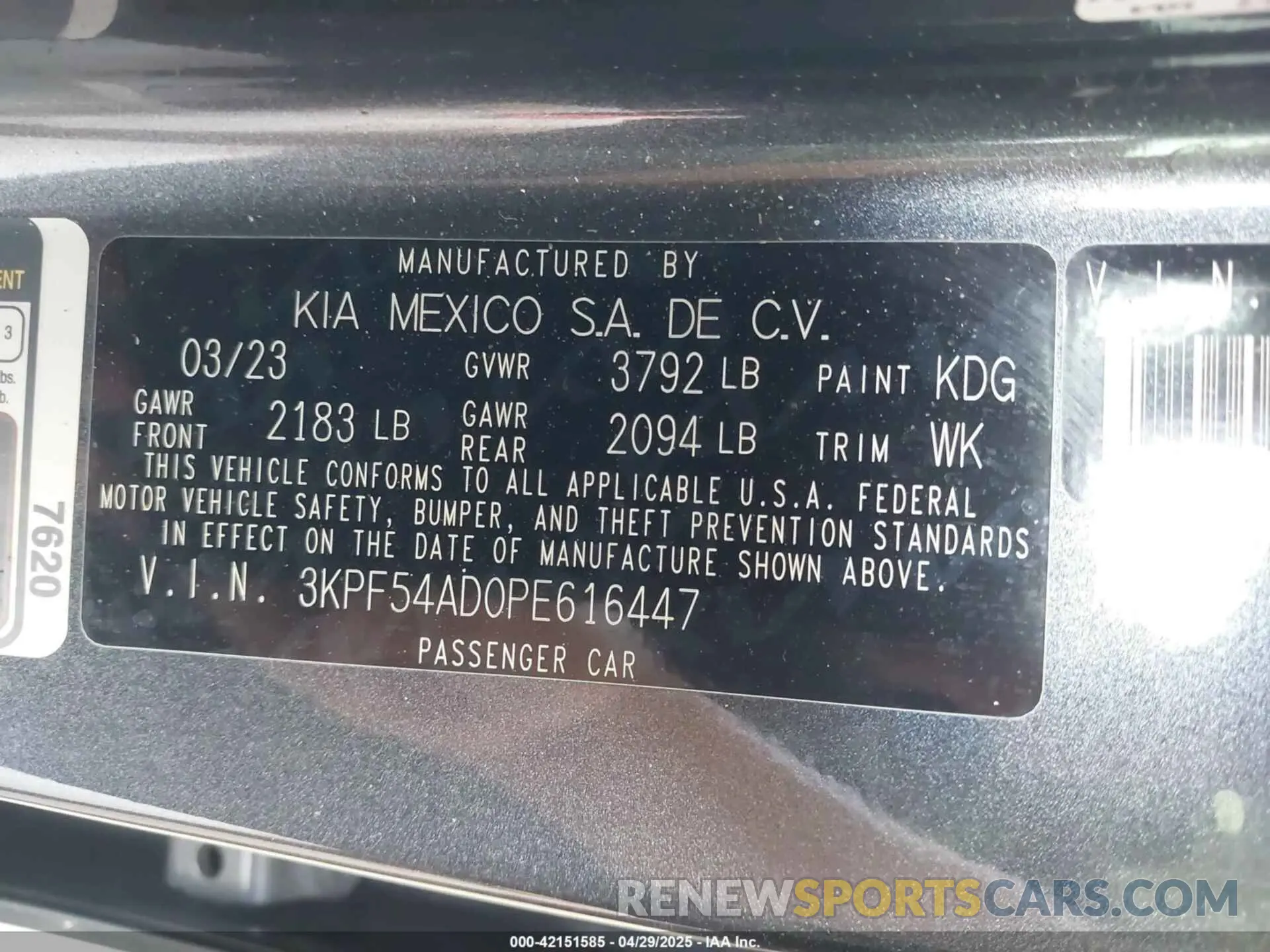 8 Photograph of a damaged car 3KPF54AD0PE616447 KIA FORTE 2023