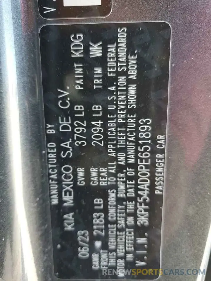 13 Photograph of a damaged car 3KPF54AD0PE651893 KIA FORTE 2023