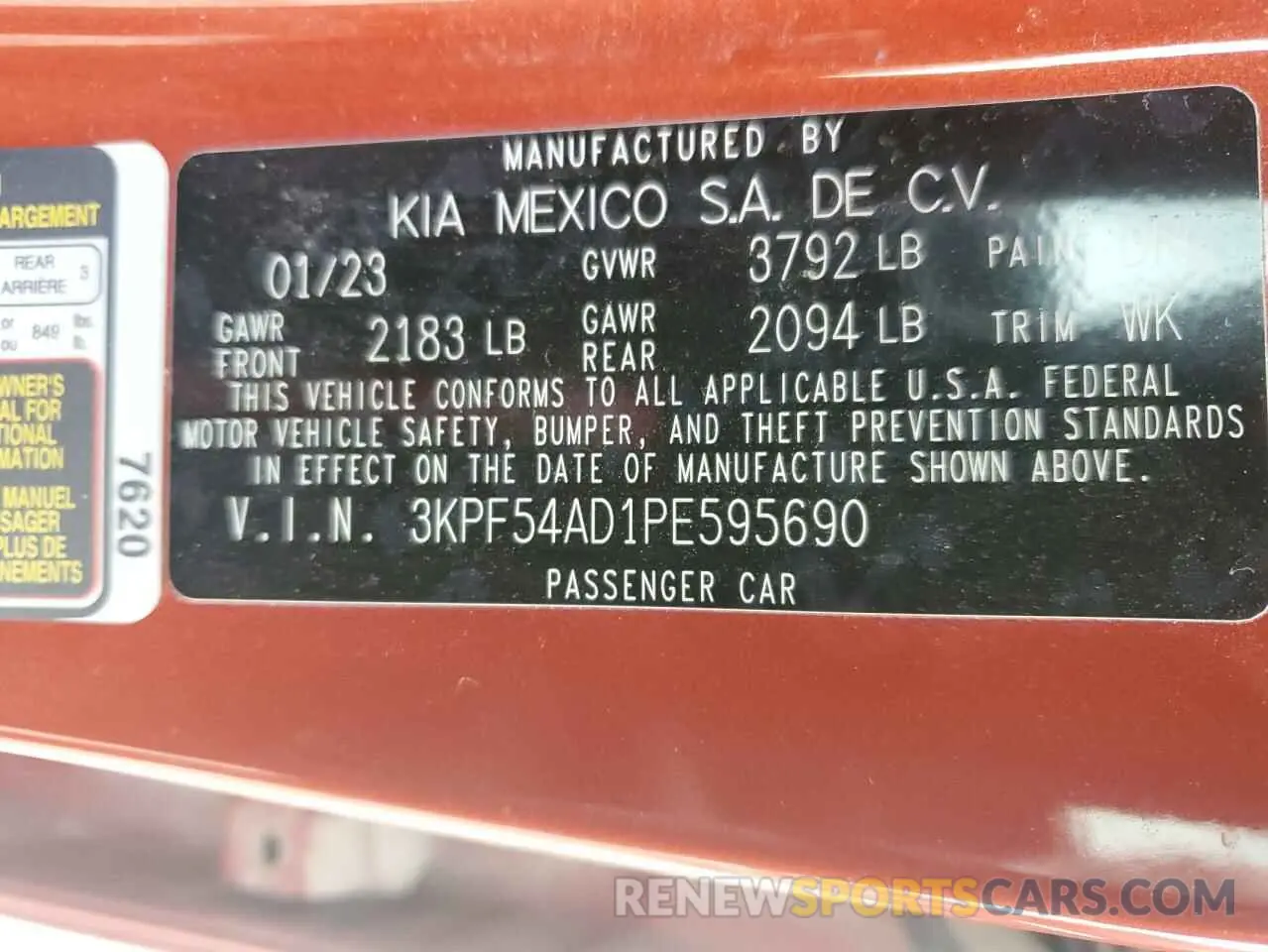 12 Photograph of a damaged car 3KPF54AD1PE595690 KIA FORTE 2023