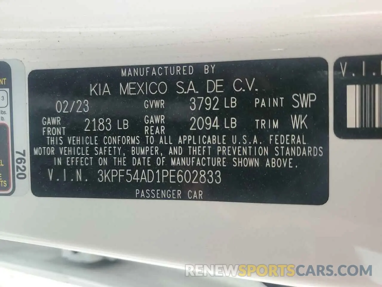 14 Photograph of a damaged car 3KPF54AD1PE602833 KIA FORTE 2023