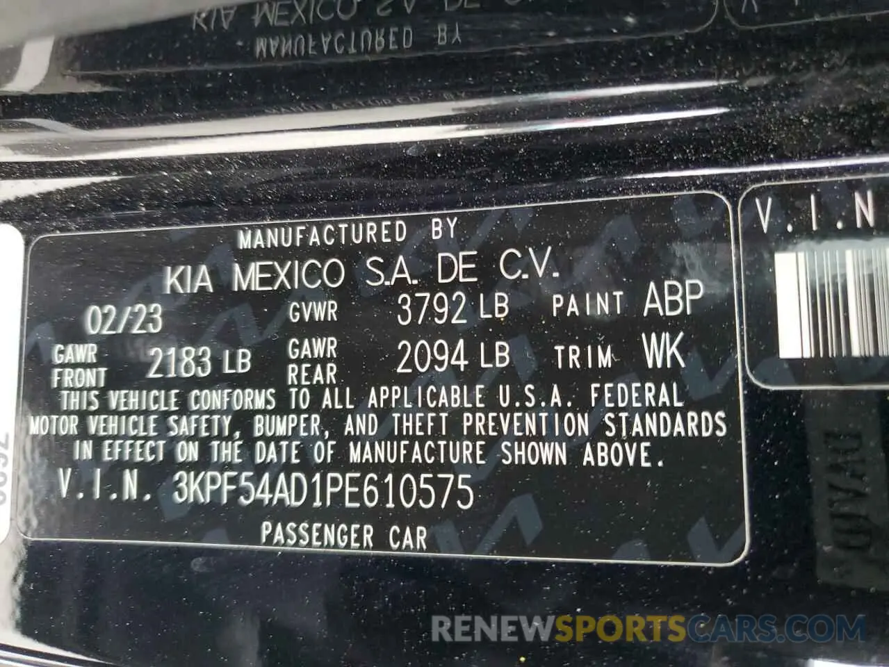 14 Photograph of a damaged car 3KPF54AD1PE610575 KIA FORTE 2023