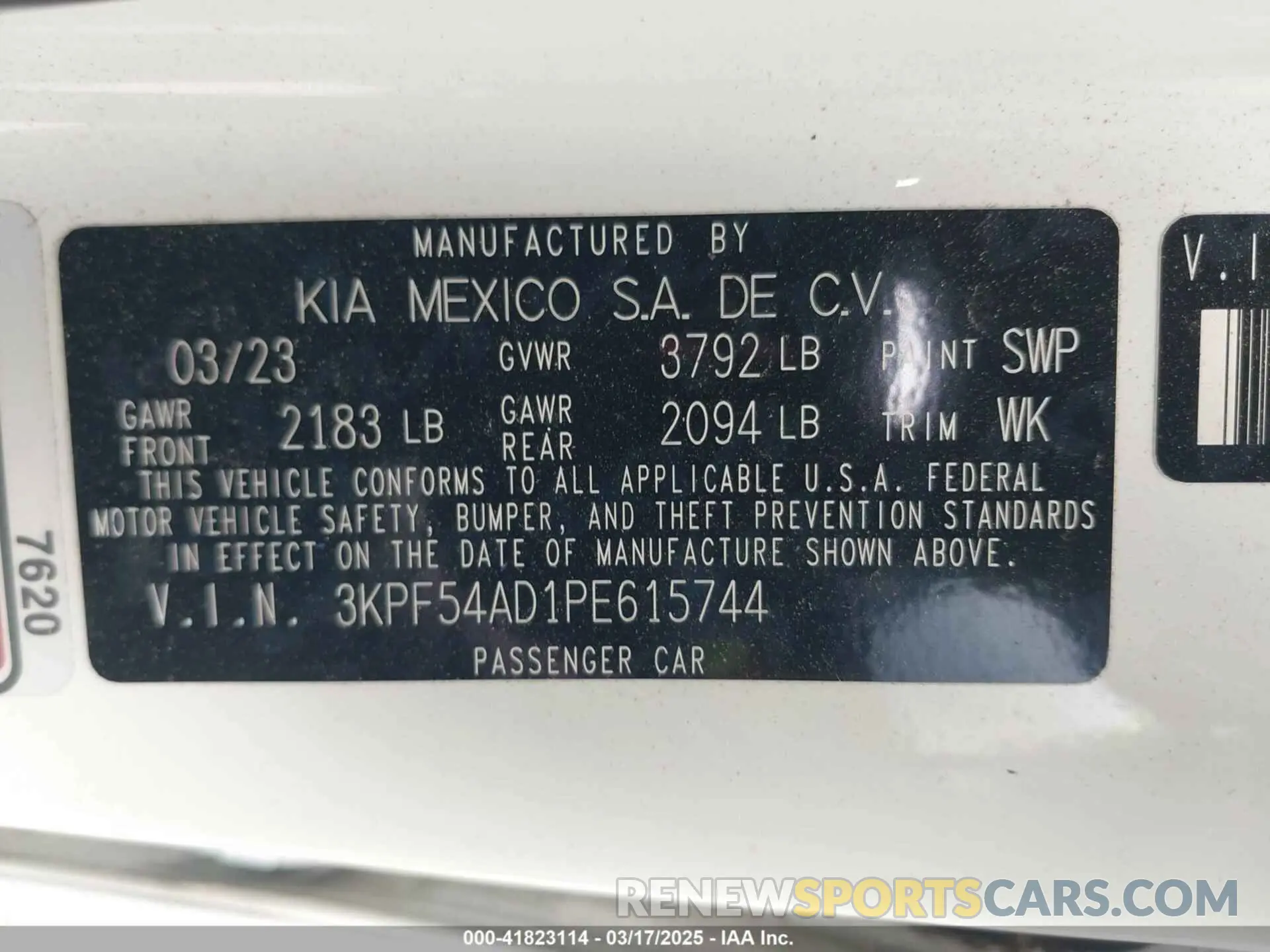 9 Photograph of a damaged car 3KPF54AD1PE615744 KIA FORTE 2023