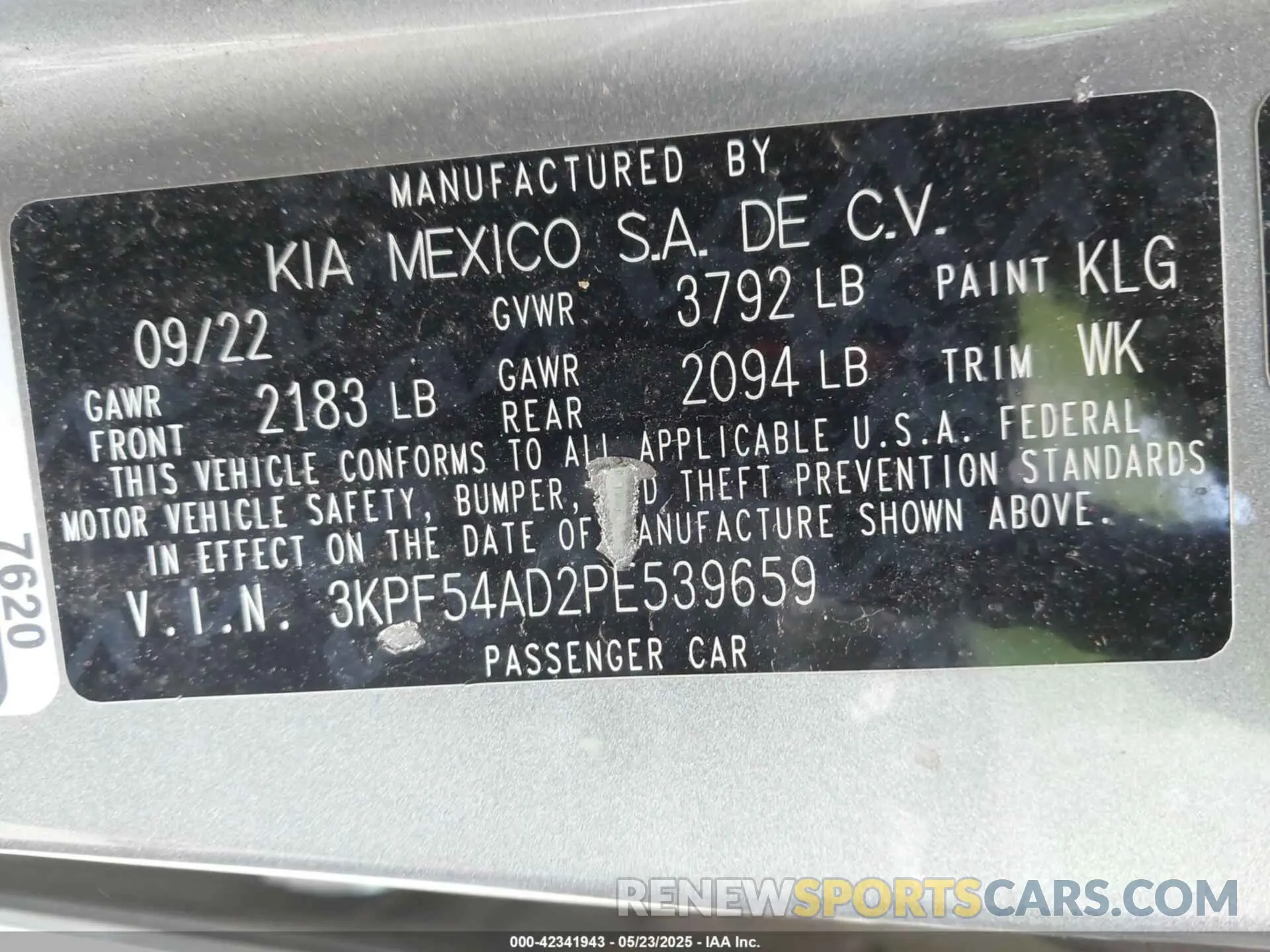 9 Photograph of a damaged car 3KPF54AD2PE539659 KIA FORTE 2023
