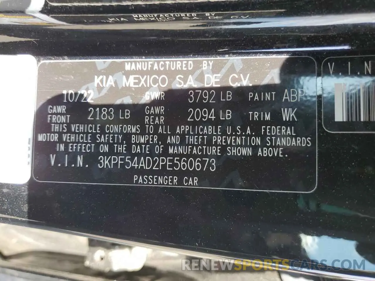 13 Photograph of a damaged car 3KPF54AD2PE560673 KIA FORTE 2023
