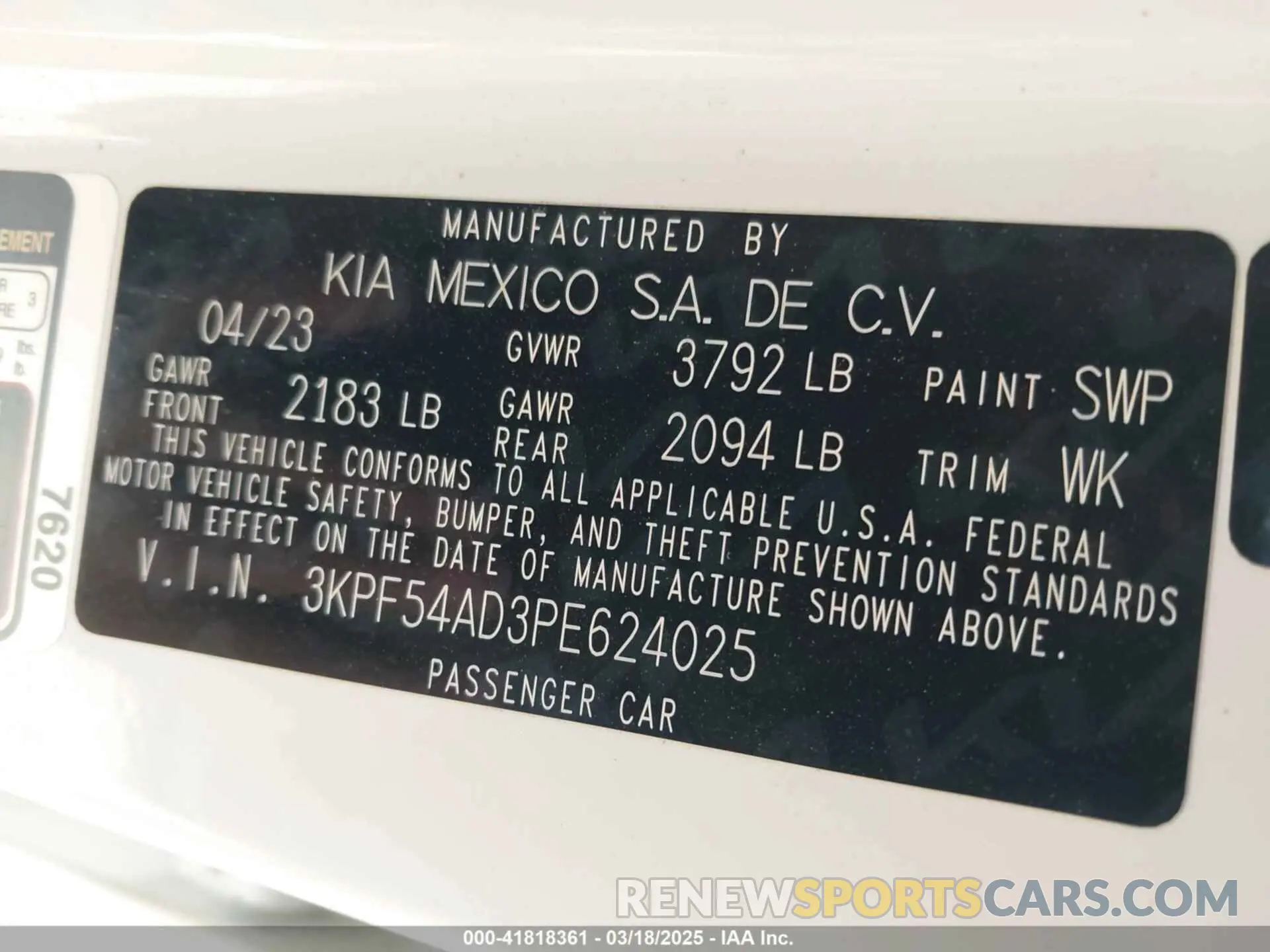 9 Photograph of a damaged car 3KPF54AD3PE624025 KIA FORTE 2023