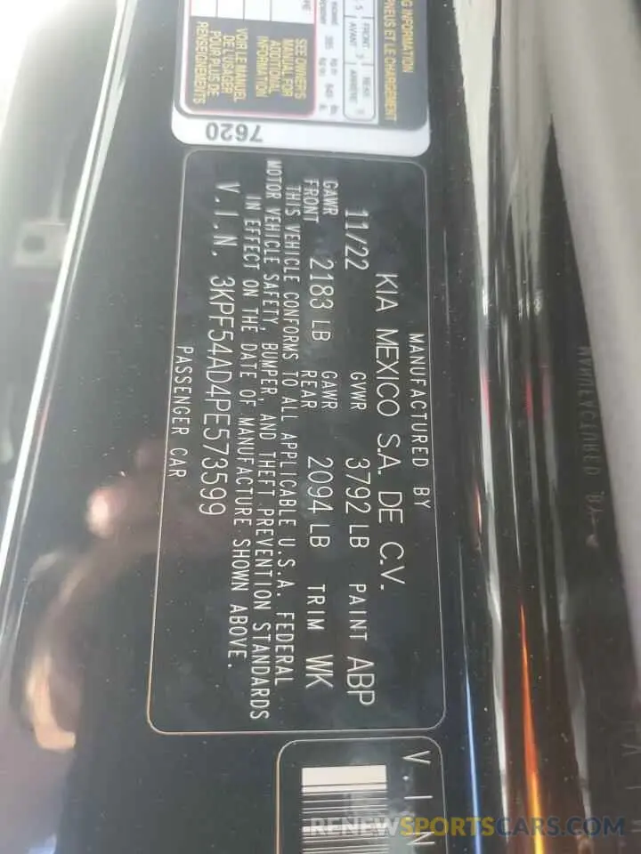 14 Photograph of a damaged car 3KPF54AD4PE573599 KIA FORTE 2023