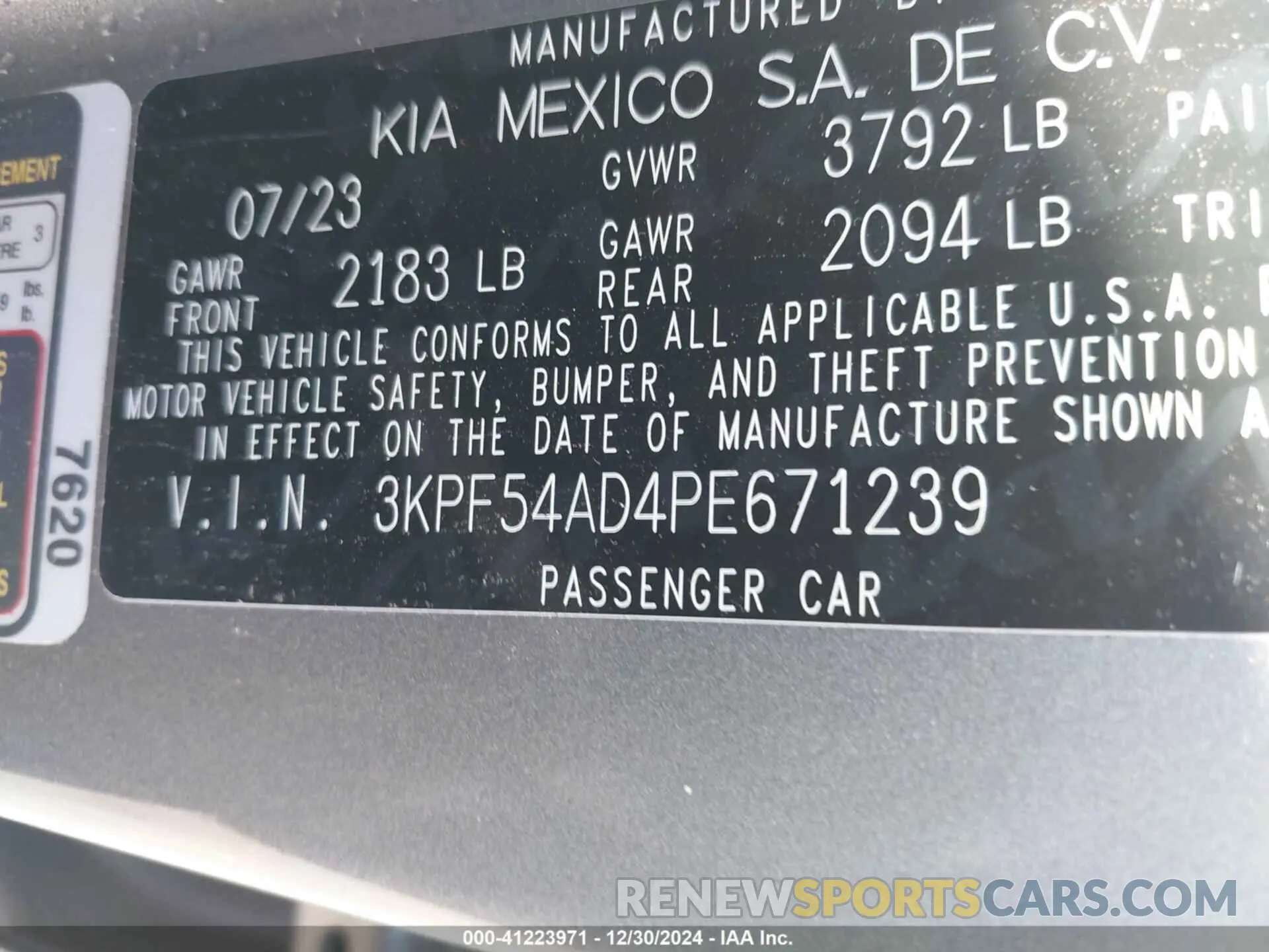 9 Photograph of a damaged car 3KPF54AD4PE671239 KIA FORTE 2023