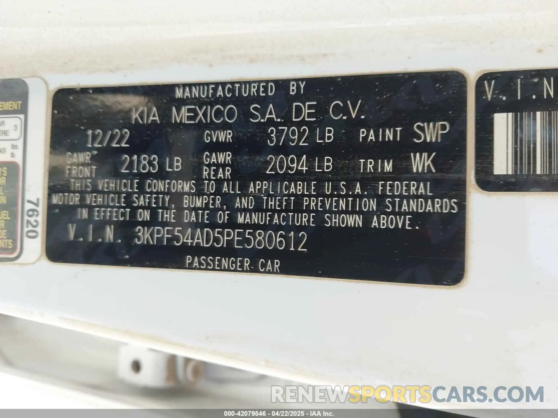 9 Photograph of a damaged car 3KPF54AD5PE580612 KIA FORTE 2023