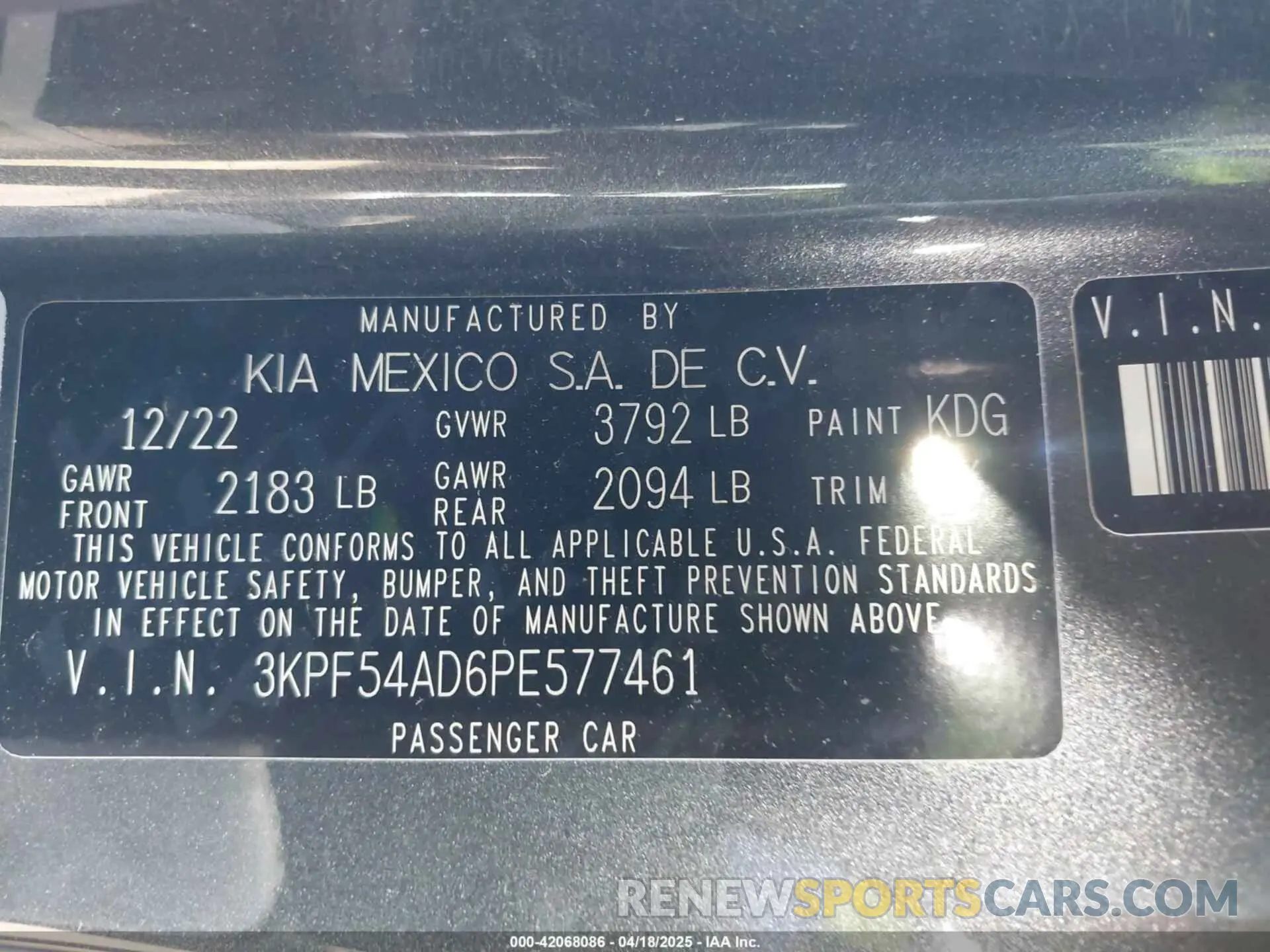 9 Photograph of a damaged car 3KPF54AD6PE577461 KIA FORTE 2023