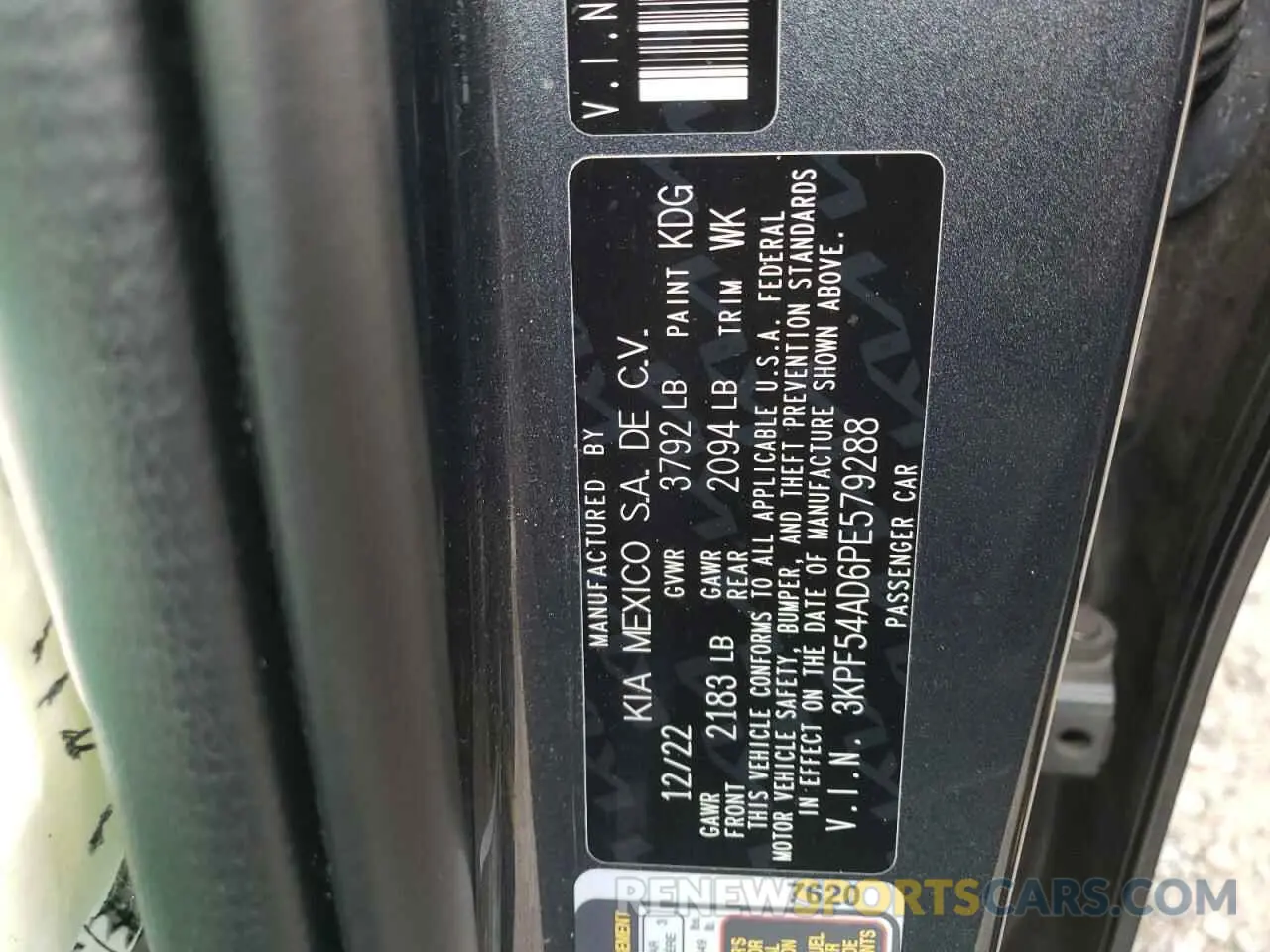 12 Photograph of a damaged car 3KPF54AD6PE579288 KIA FORTE 2023