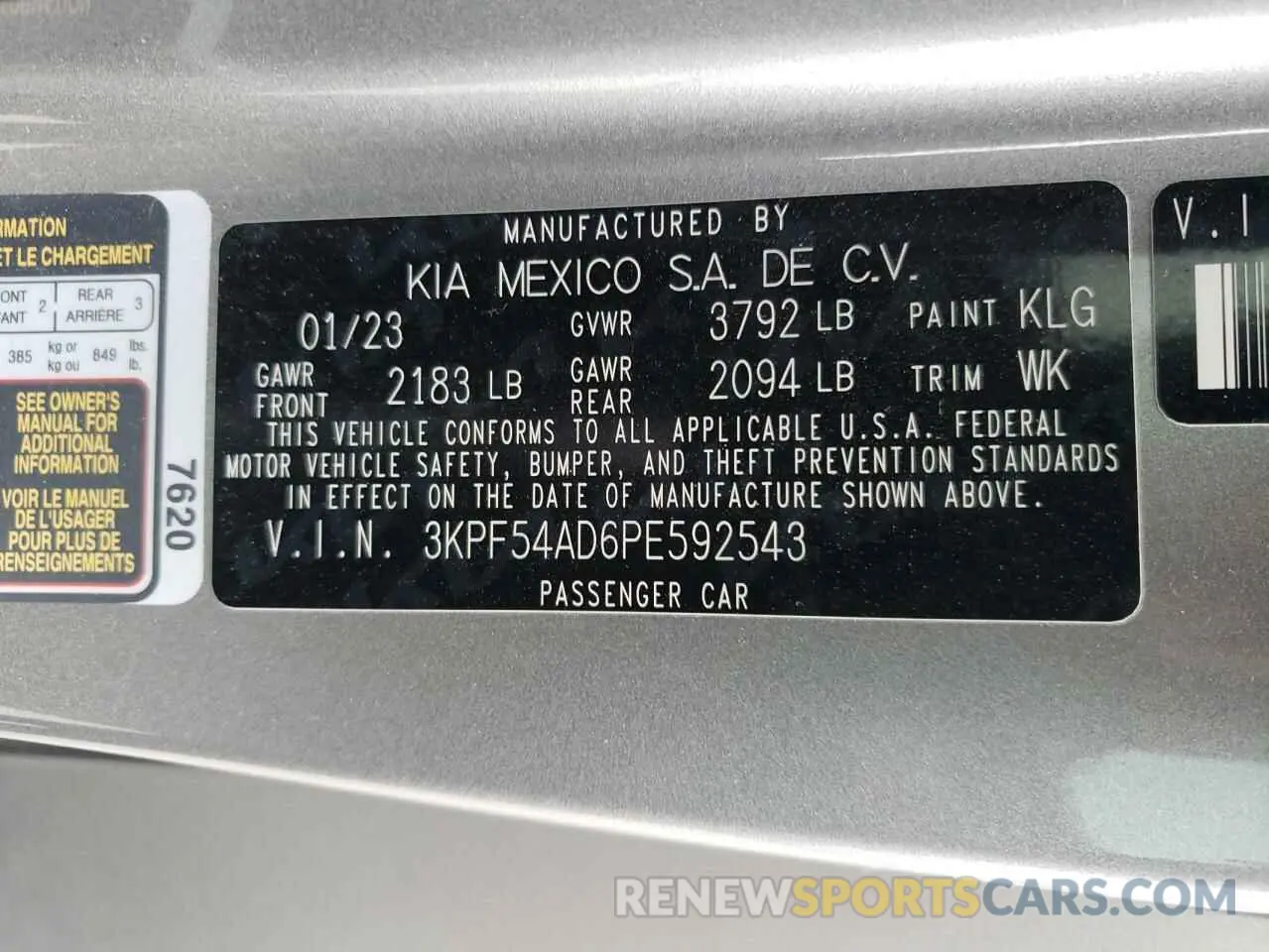 14 Photograph of a damaged car 3KPF54AD6PE592543 KIA FORTE 2023