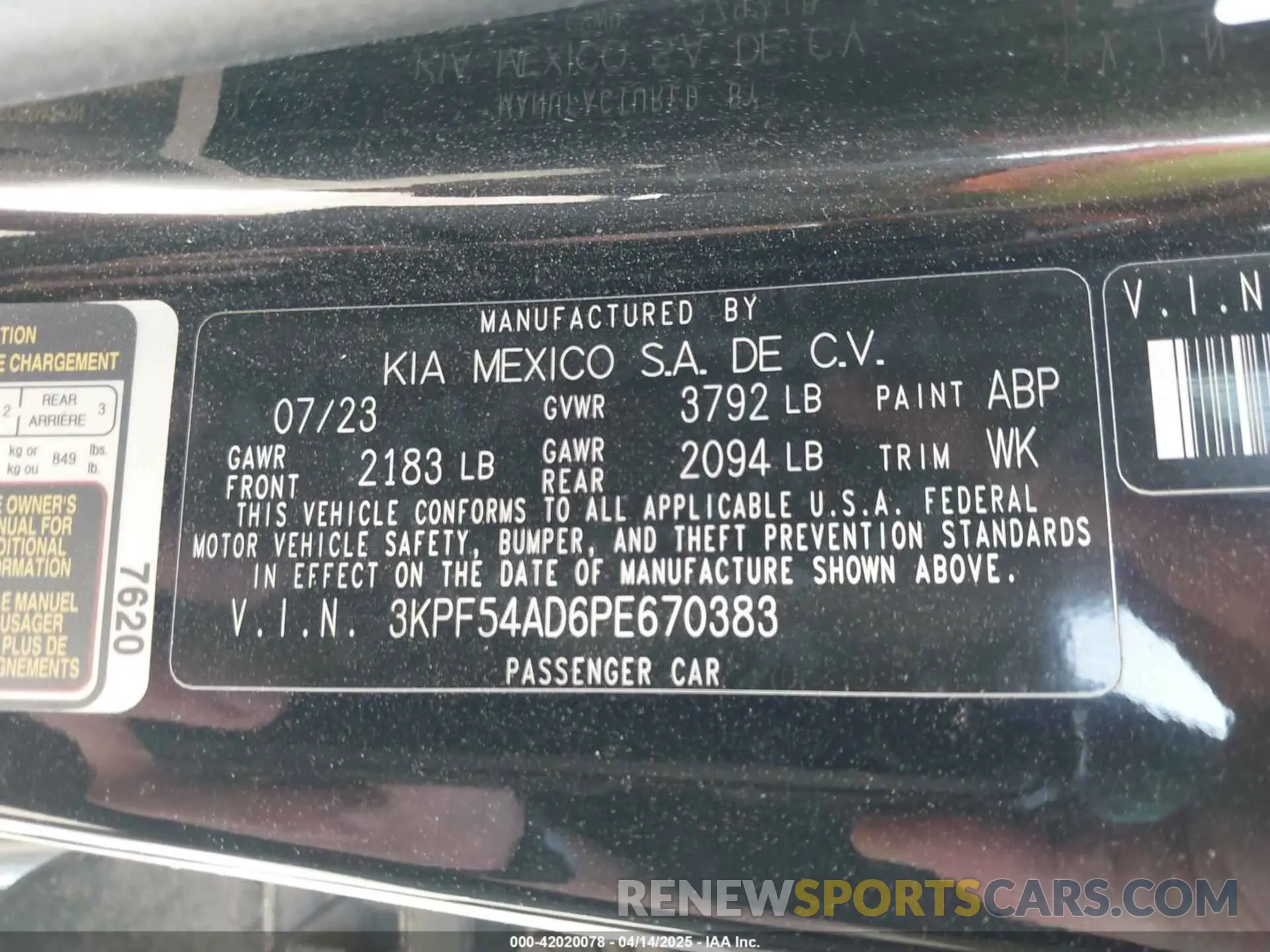 9 Photograph of a damaged car 3KPF54AD6PE670383 KIA FORTE 2023
