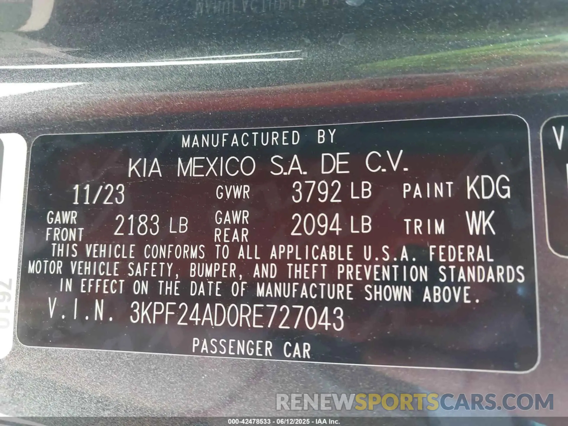 9 Photograph of a damaged car 3KPF24AD0RE727043 KIA FORTE 2024