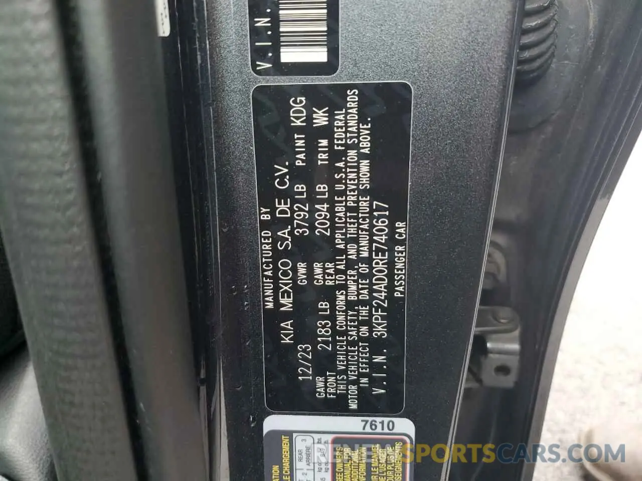 13 Photograph of a damaged car 3KPF24AD0RE740617 KIA FORTE 2024