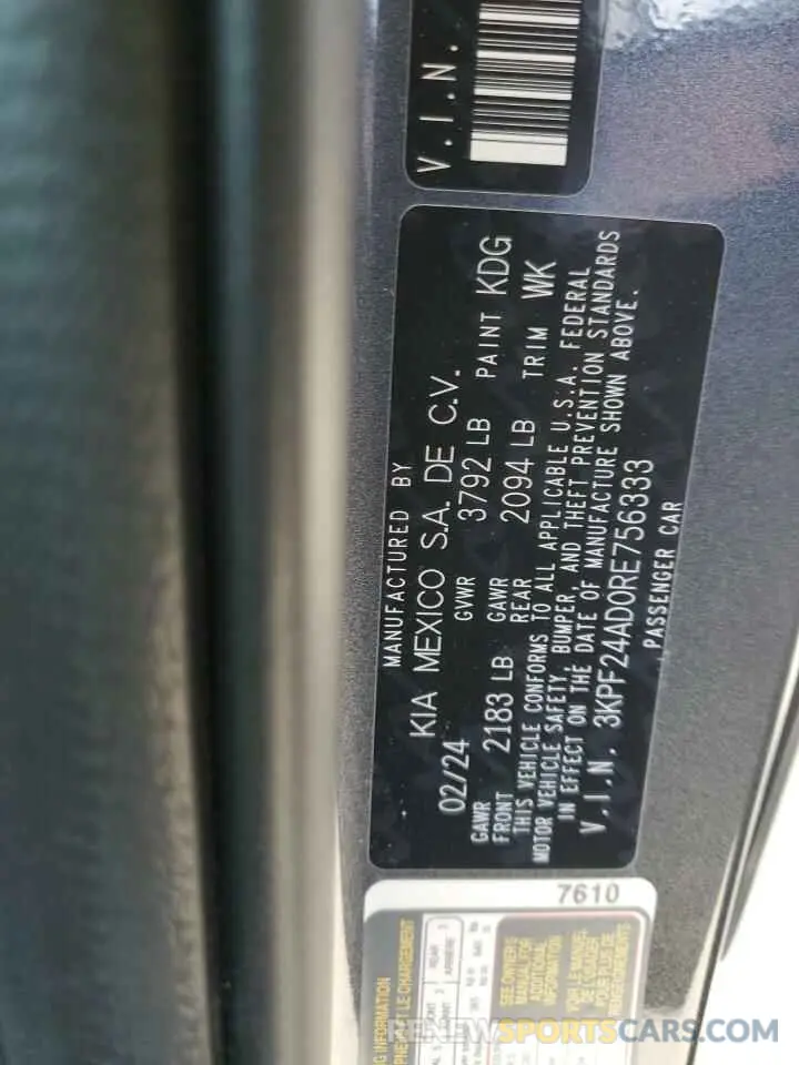 13 Photograph of a damaged car 3KPF24AD0RE756333 KIA FORTE 2024