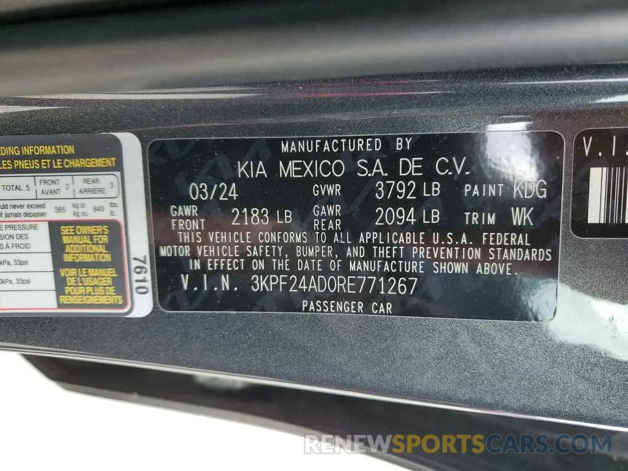 13 Photograph of a damaged car 3KPF24AD0RE771267 KIA FORTE 2024